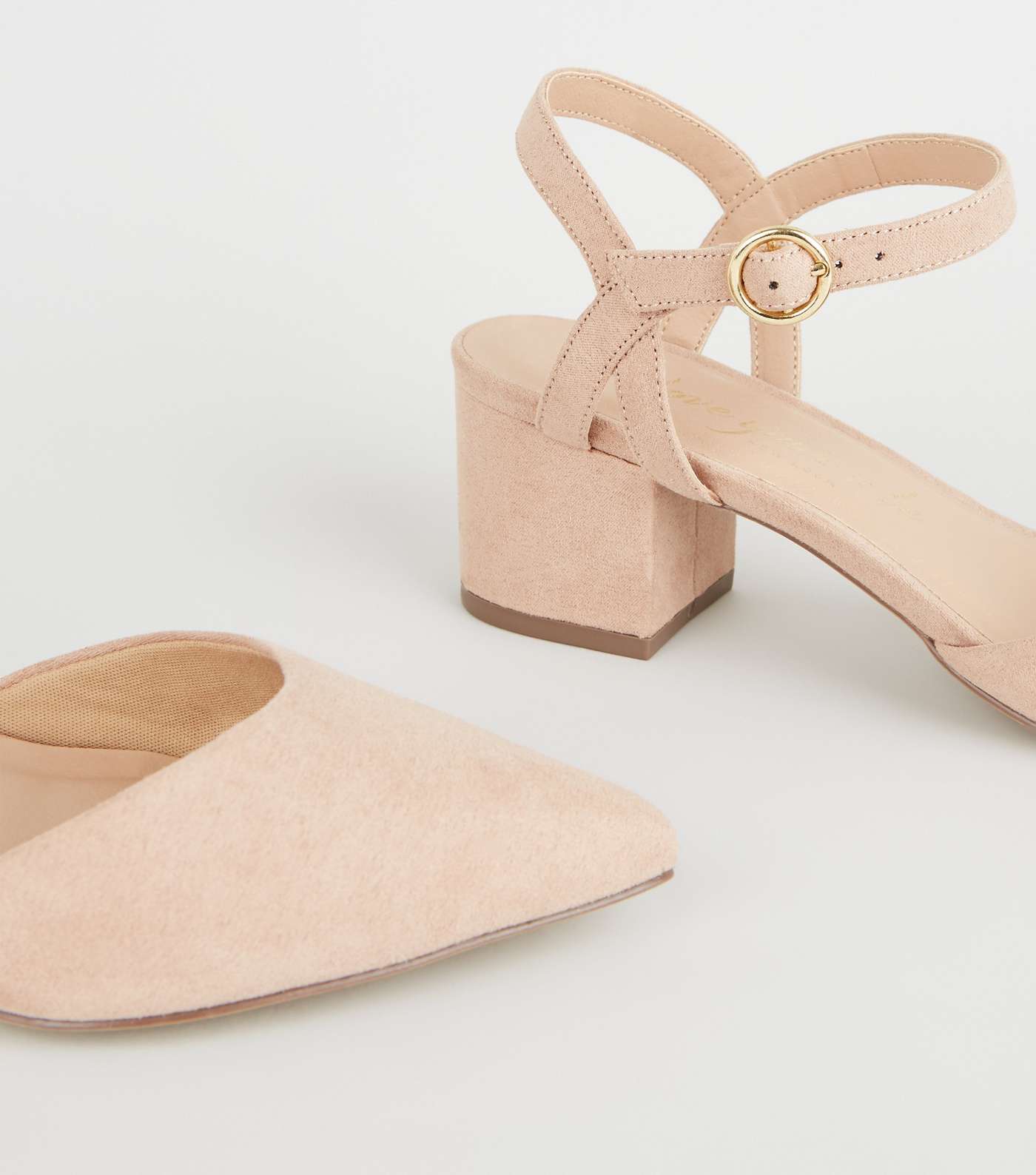Wide Fit Nude Suedette Low Heel Courts Image 4