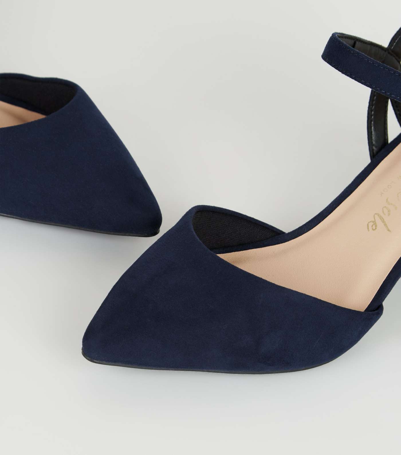 Wide Fit Navy Suedette Low Heel Courts Image 4