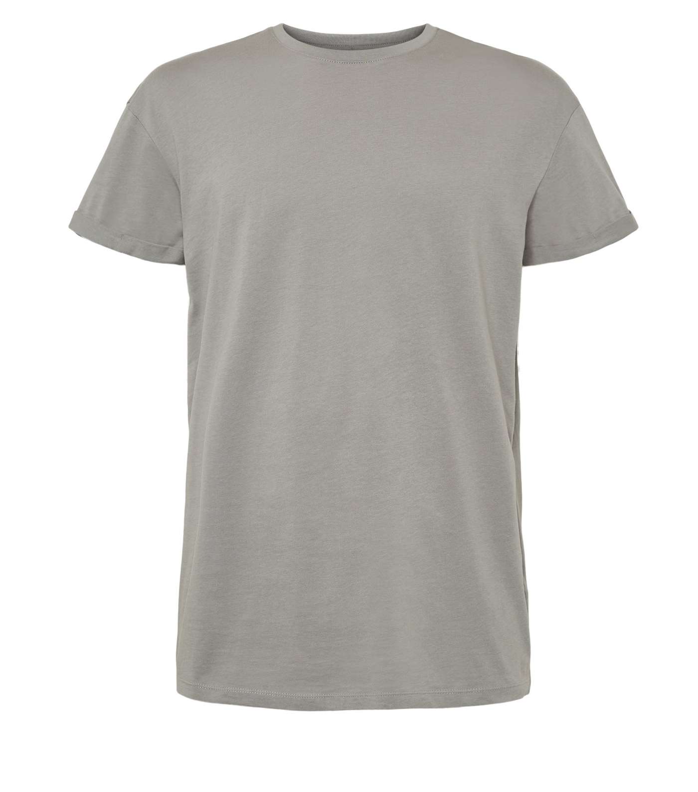 Pale Grey Short Roll Sleeve T-Shirt Image 4