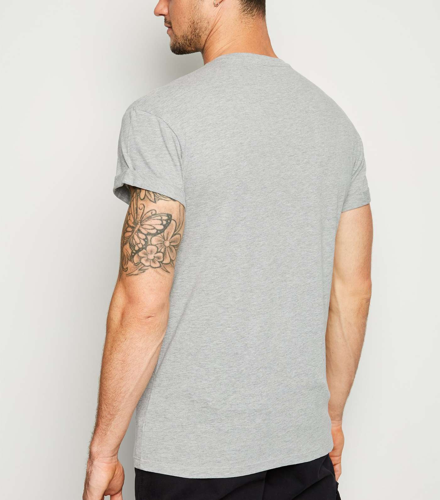 Grey Marl Short Roll Sleeve T-Shirt Image 5