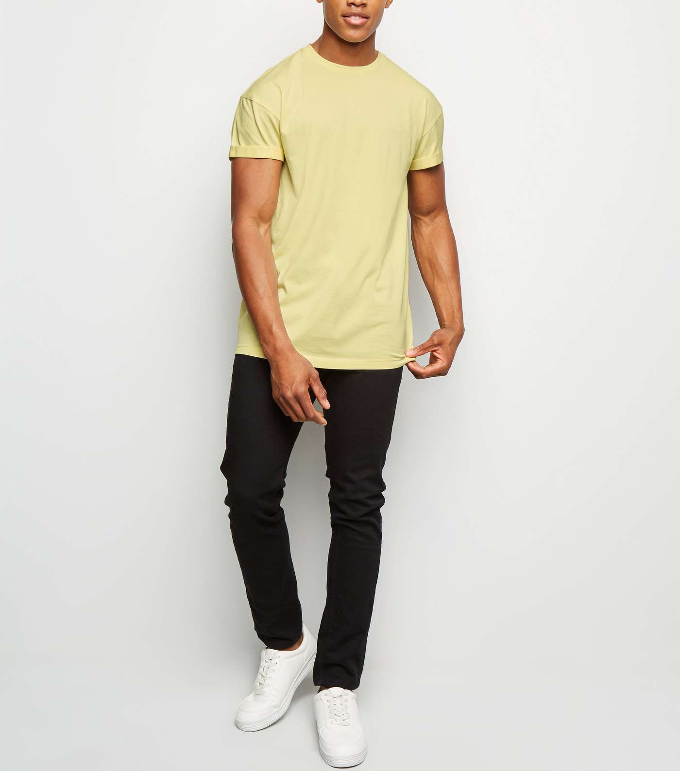 Pale Yellow Short Roll Sleeve T-Shirt  Image 2