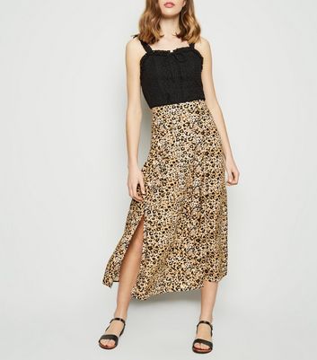 leopard print skirt with split