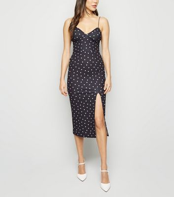 new look spot midi dress