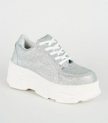 silver trainers new look