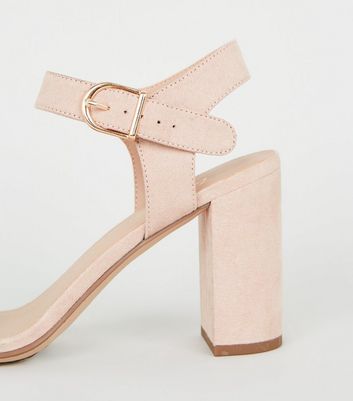 pink ankle strap block heels