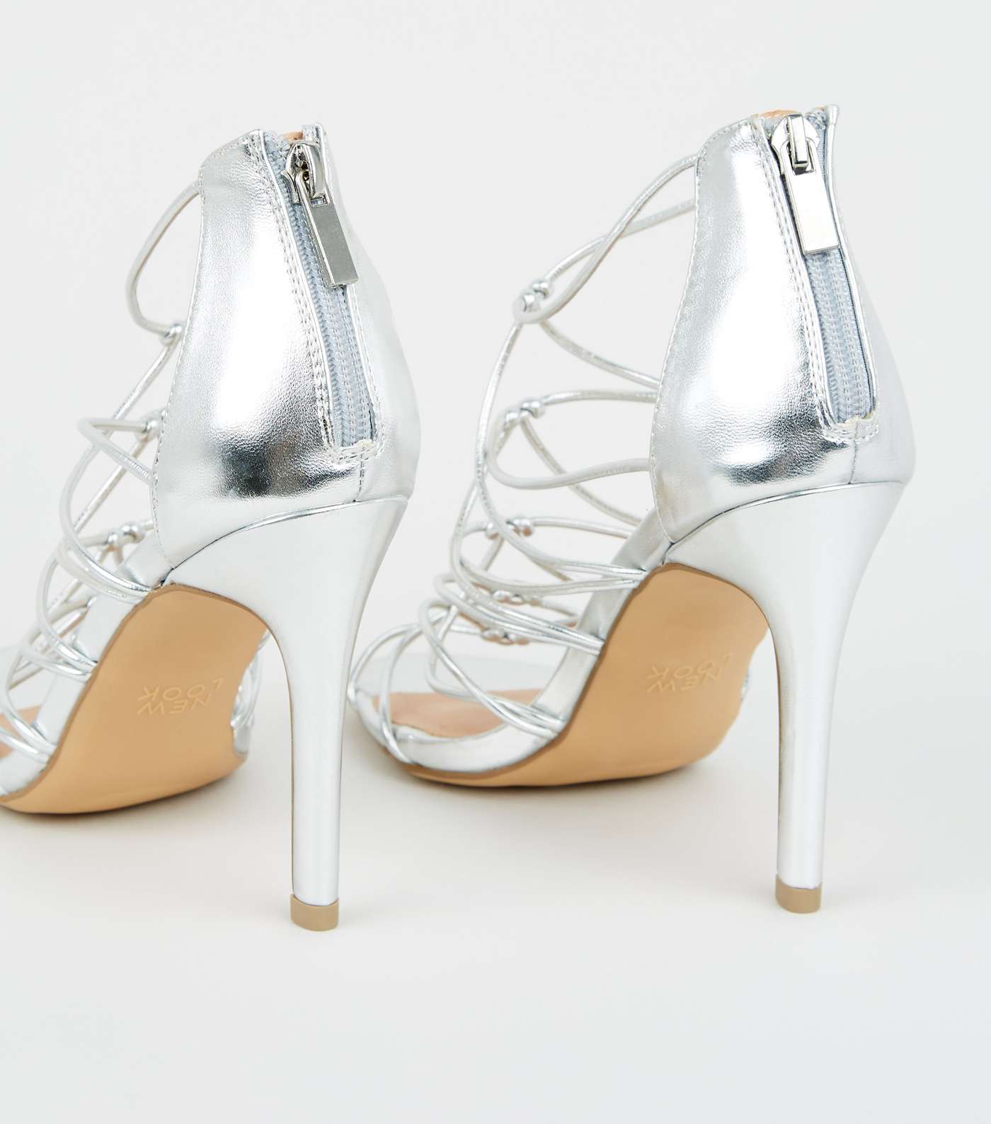 Silver Knot Front Strappy Stiletto Heels Image 4