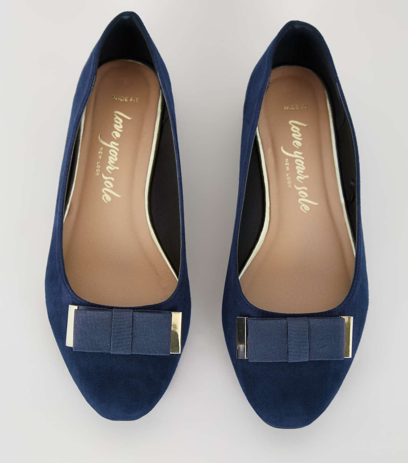 Wide Fit Navy Bow Ballet Pumps Image 3
