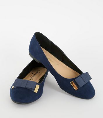 navy blue wide fit flat shoes