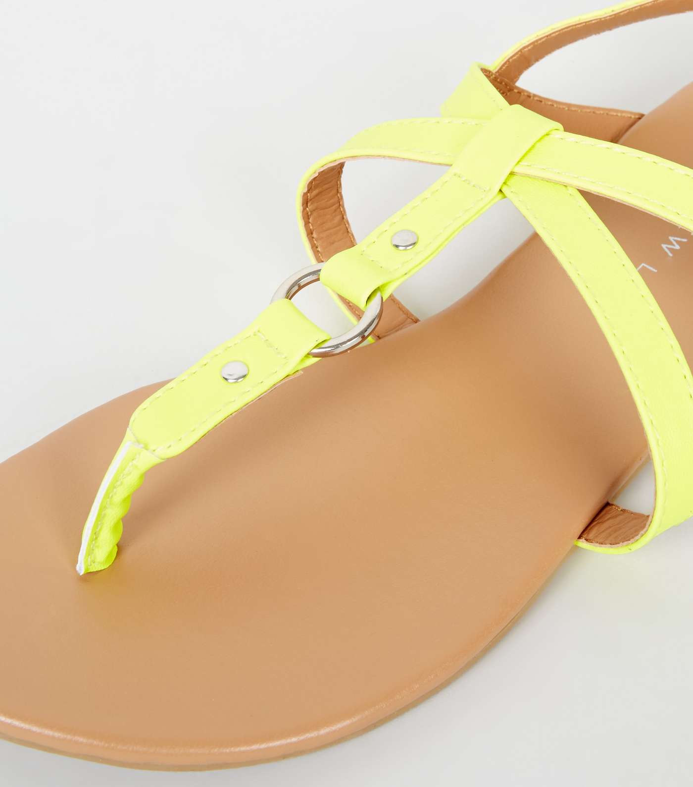 Girls Yellow Neon Leather-Look Strappy Sandals Image 4