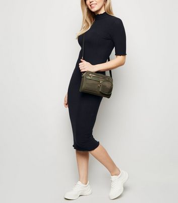 black turtleneck dress midi