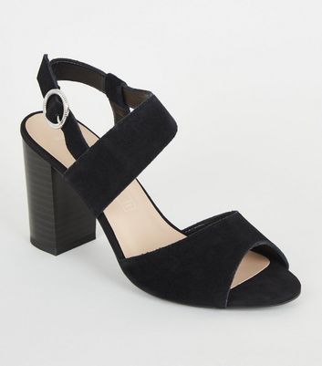 black block heels wide fit