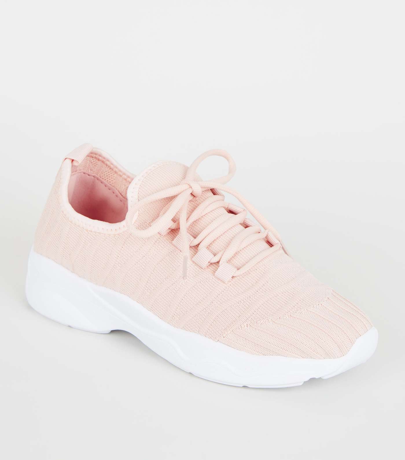 Nude Knit Lace Up Chunky Trainers