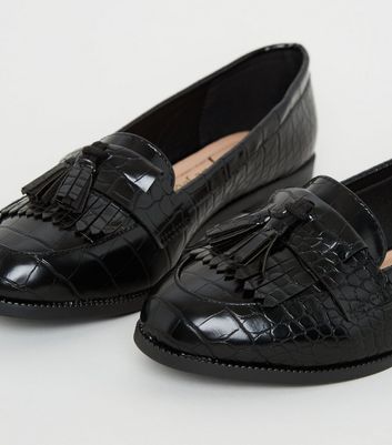 black croc loafers