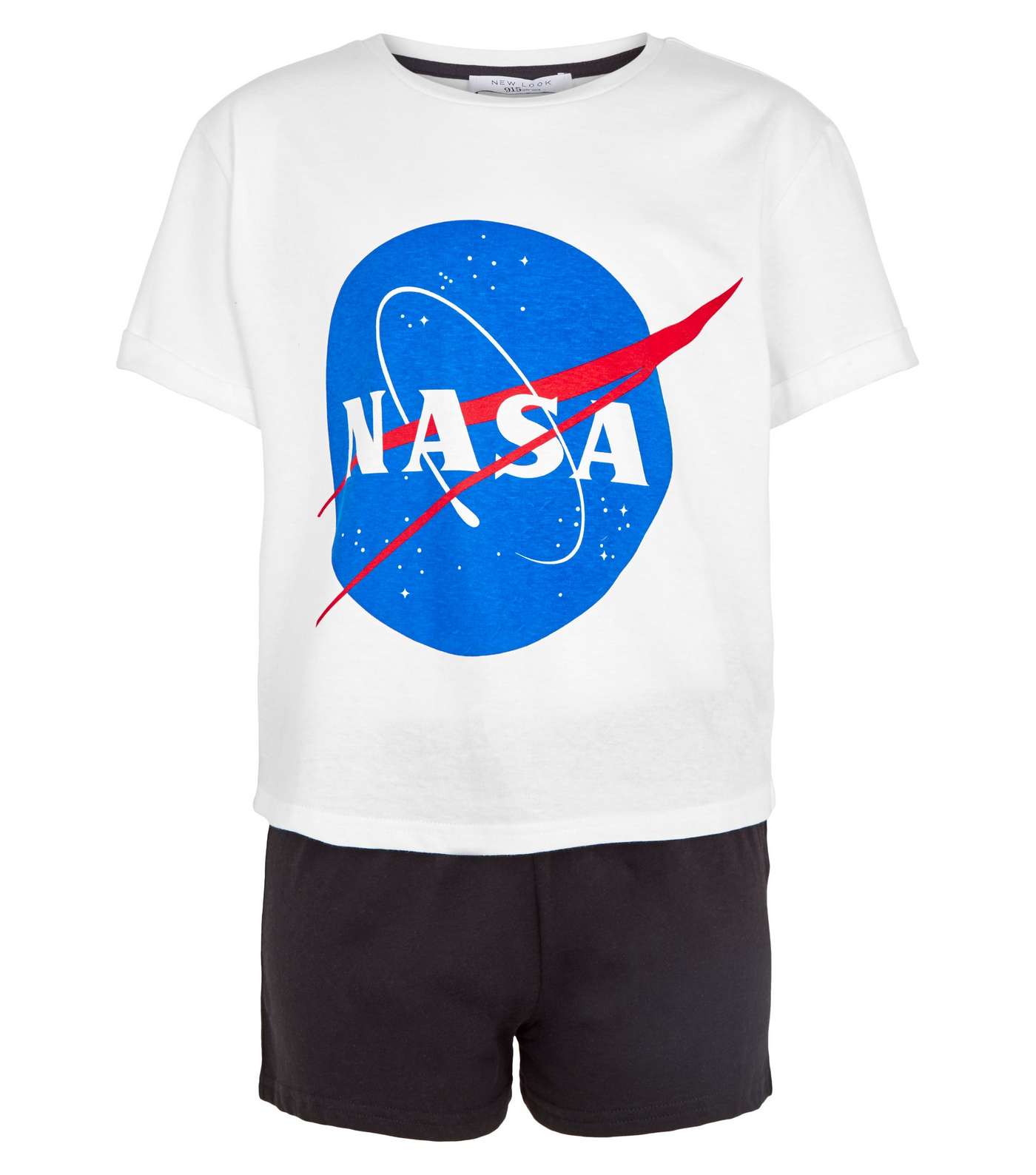 Girls Black NASA Slogan Shorts Pyjama Set Image 4