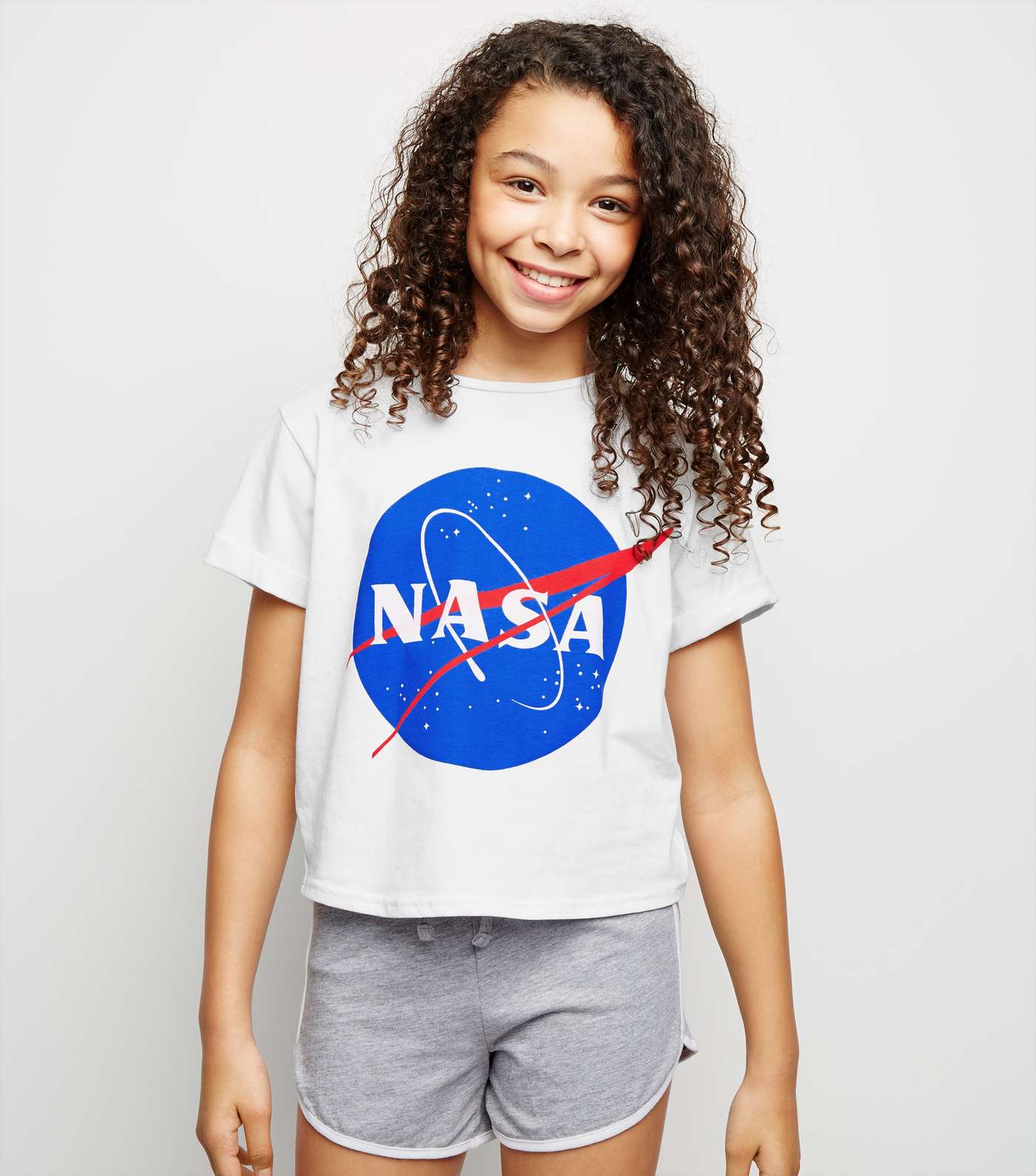 Girls Grey Shorts NASA Logo Pyjama Set