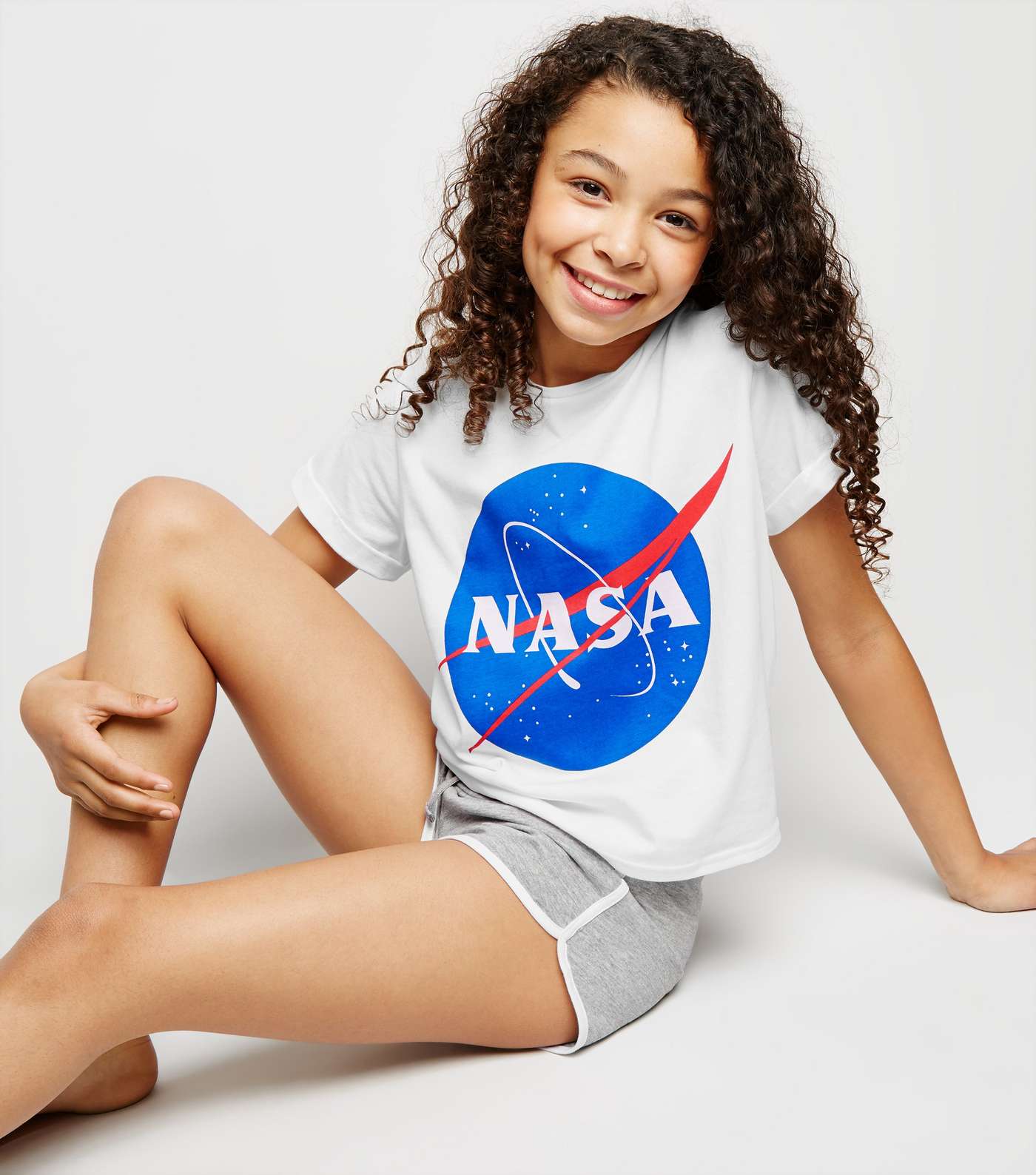 Girls Grey Shorts NASA Logo Pyjama Set Image 5