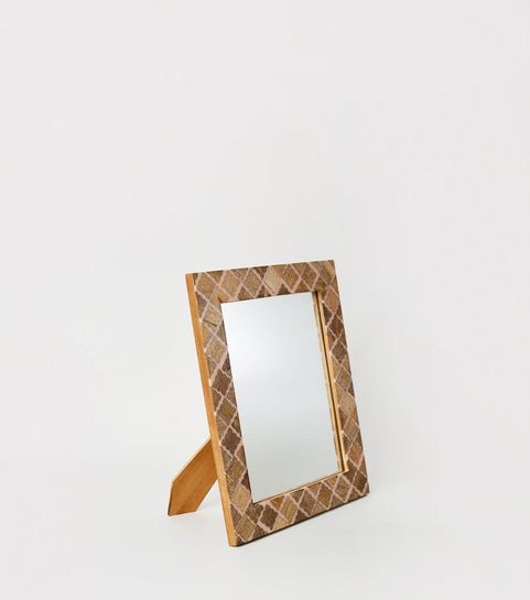 Home Accessories Furniture Room Décor New Look Pink Diamond Wood Frame Mirror