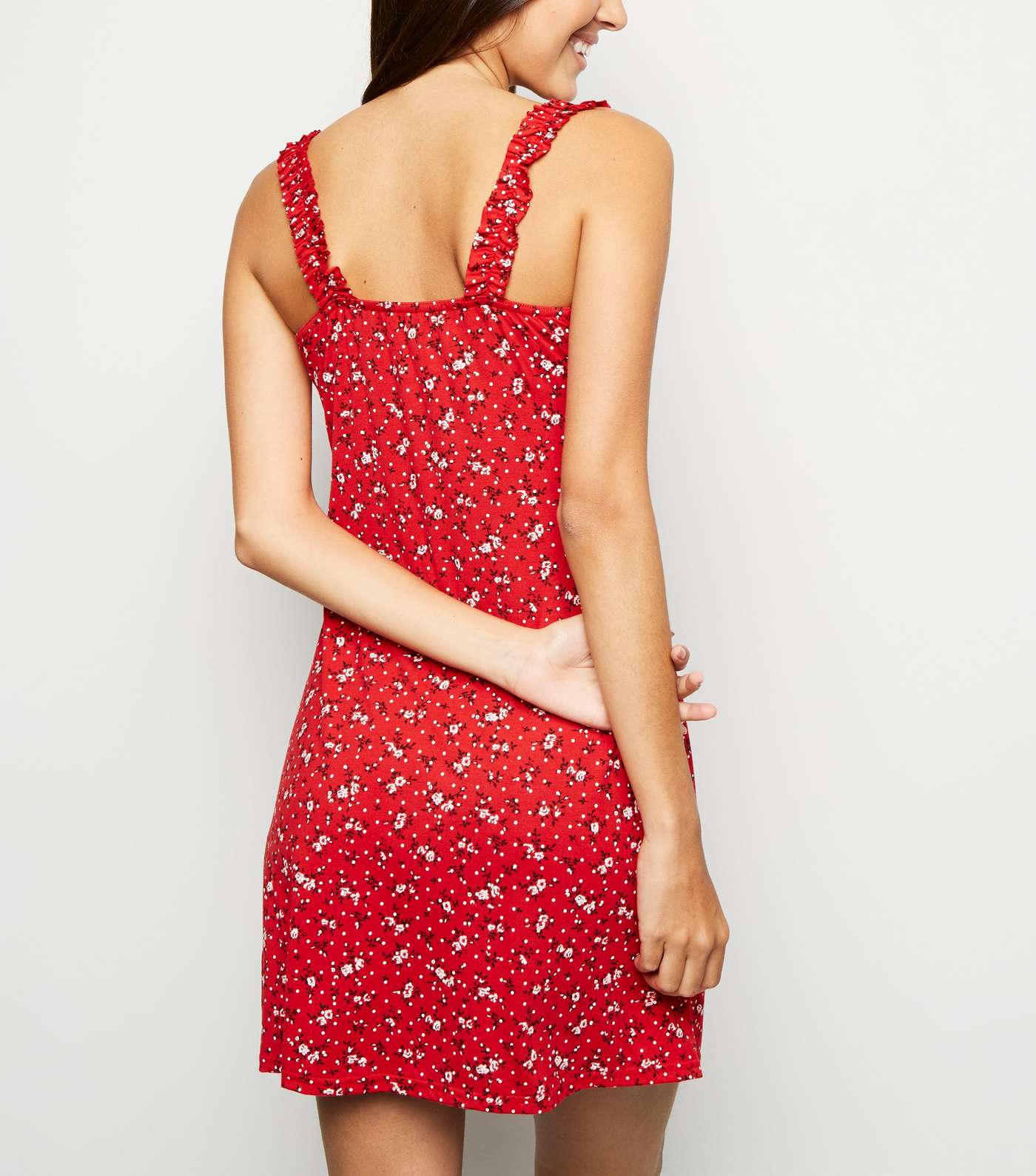 Cameo Rose Red Ditsy Floral Frill Sundress Image 5