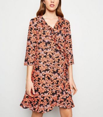 new look orange floral dress