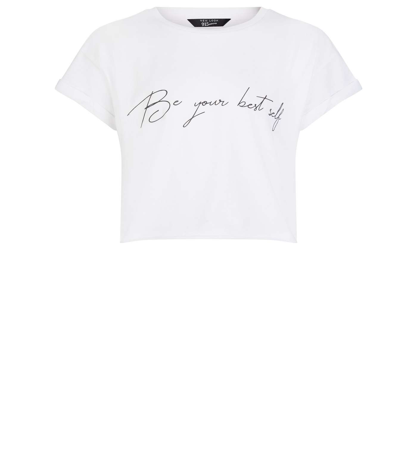 Girls White Be Your Best Self Slogan T-Shirt Image 4