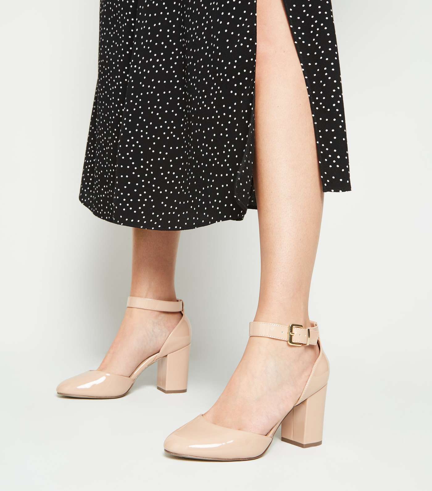 Nude Patent Round Toe Courts Image 2