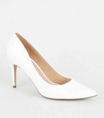 white patent court shoes