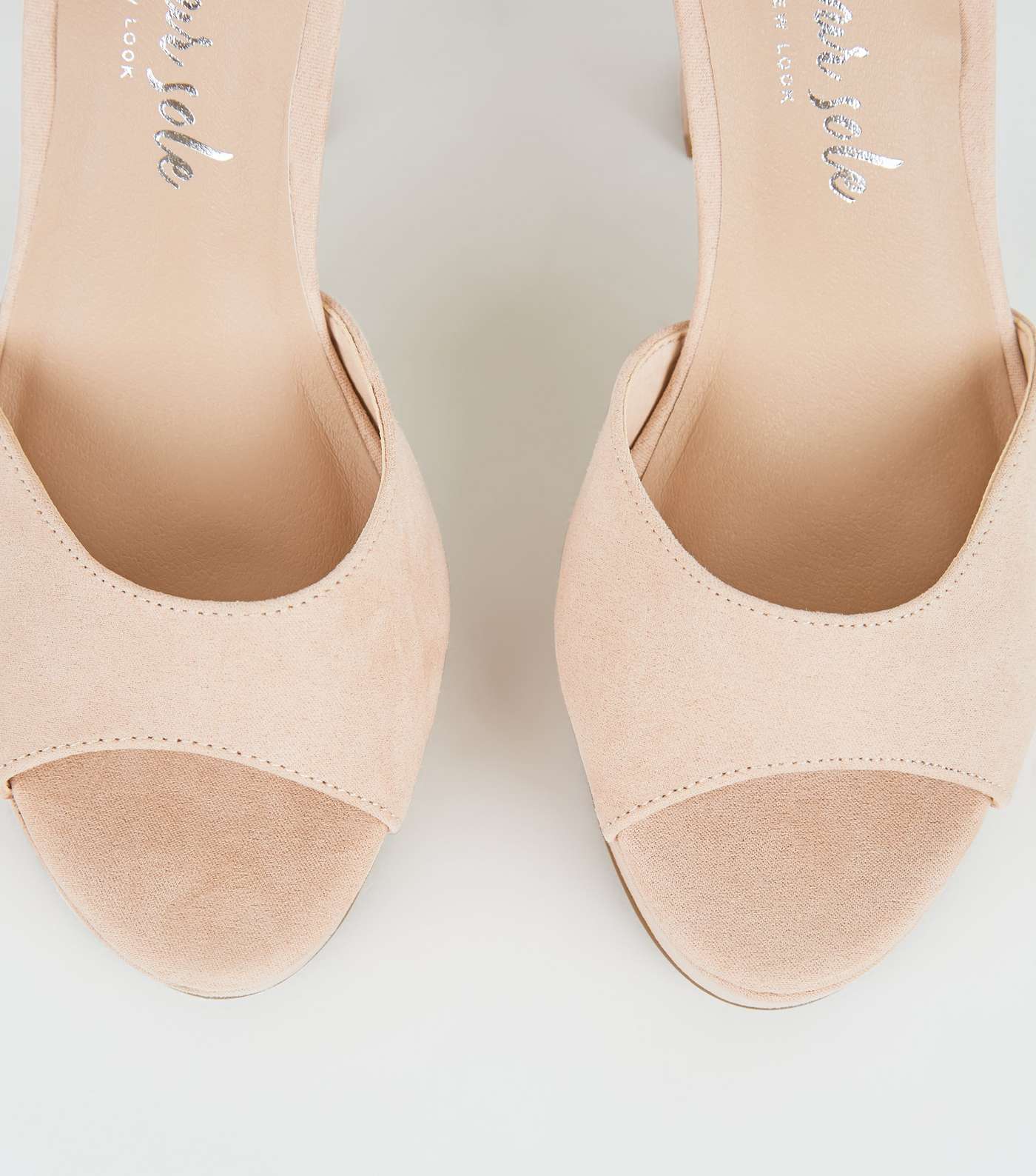 Wide Fit Pale Pink Suedette Platform Heels Image 4