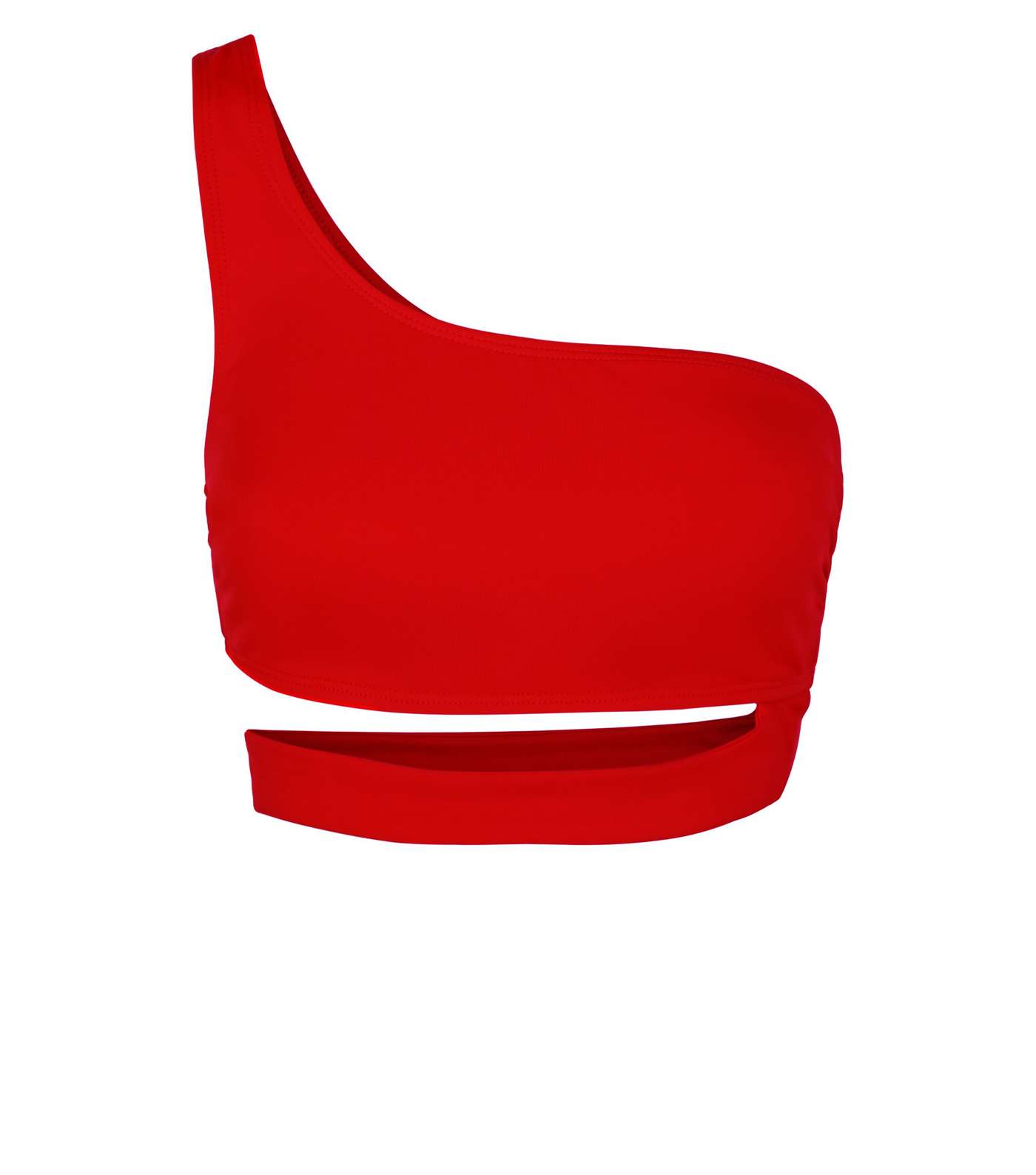 Red Cut Out One Shoulder Bikini Top Image 4