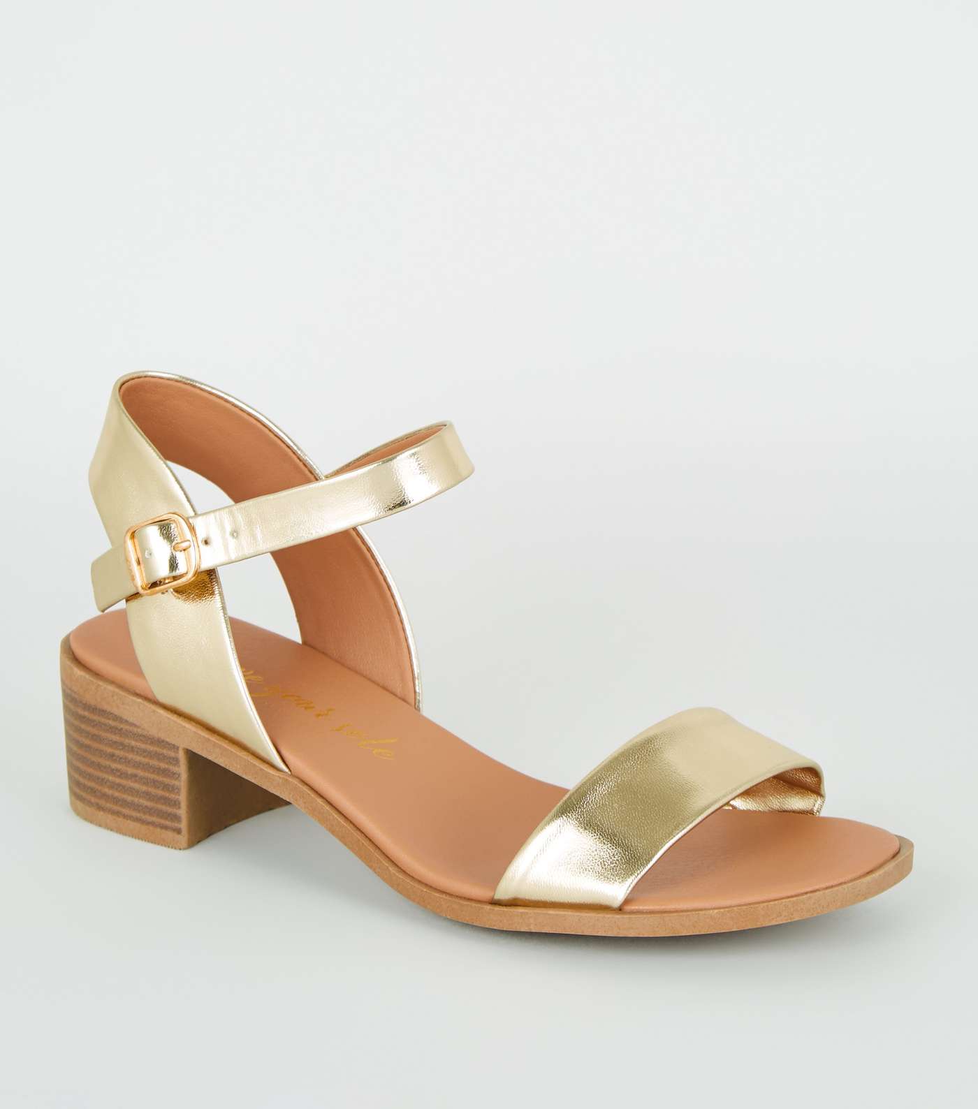 Wide Fit Gold Metallic Footbed Sandals