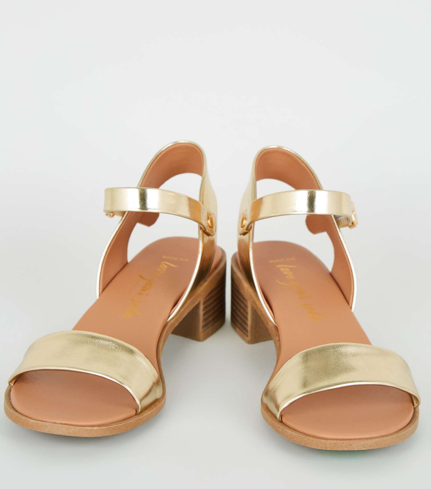 Wide Fit Gold Metallic Footbed Sandals Image 3
