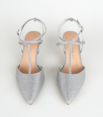 silver wide fit kitten heels