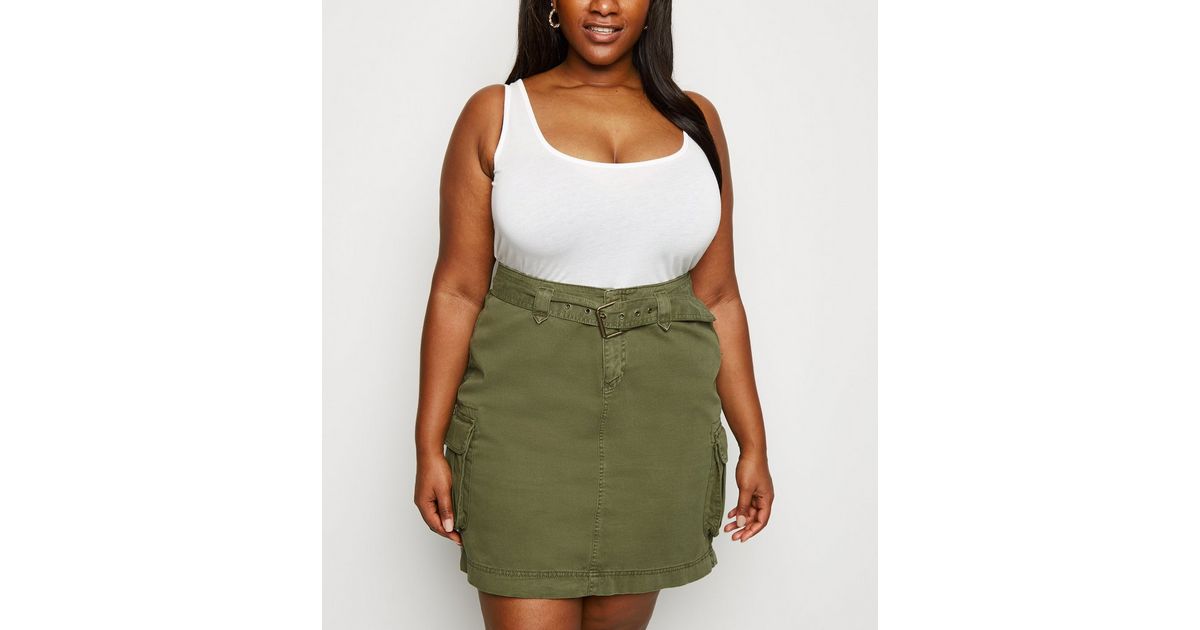 belted utility skirt