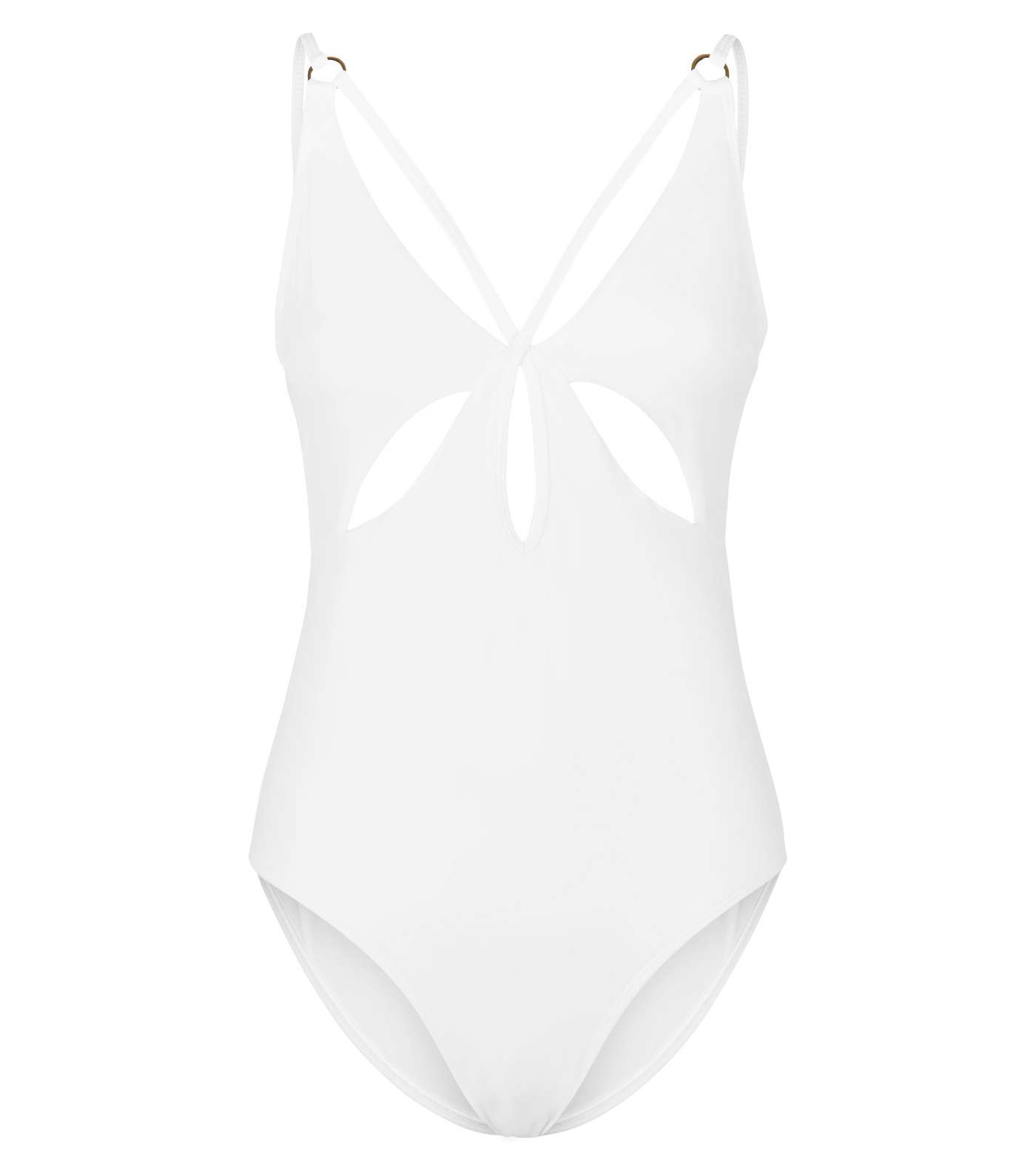 White Strappy Cut Out Swimsuit Image 4