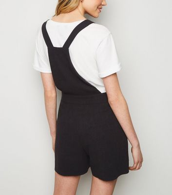 black linen dungarees