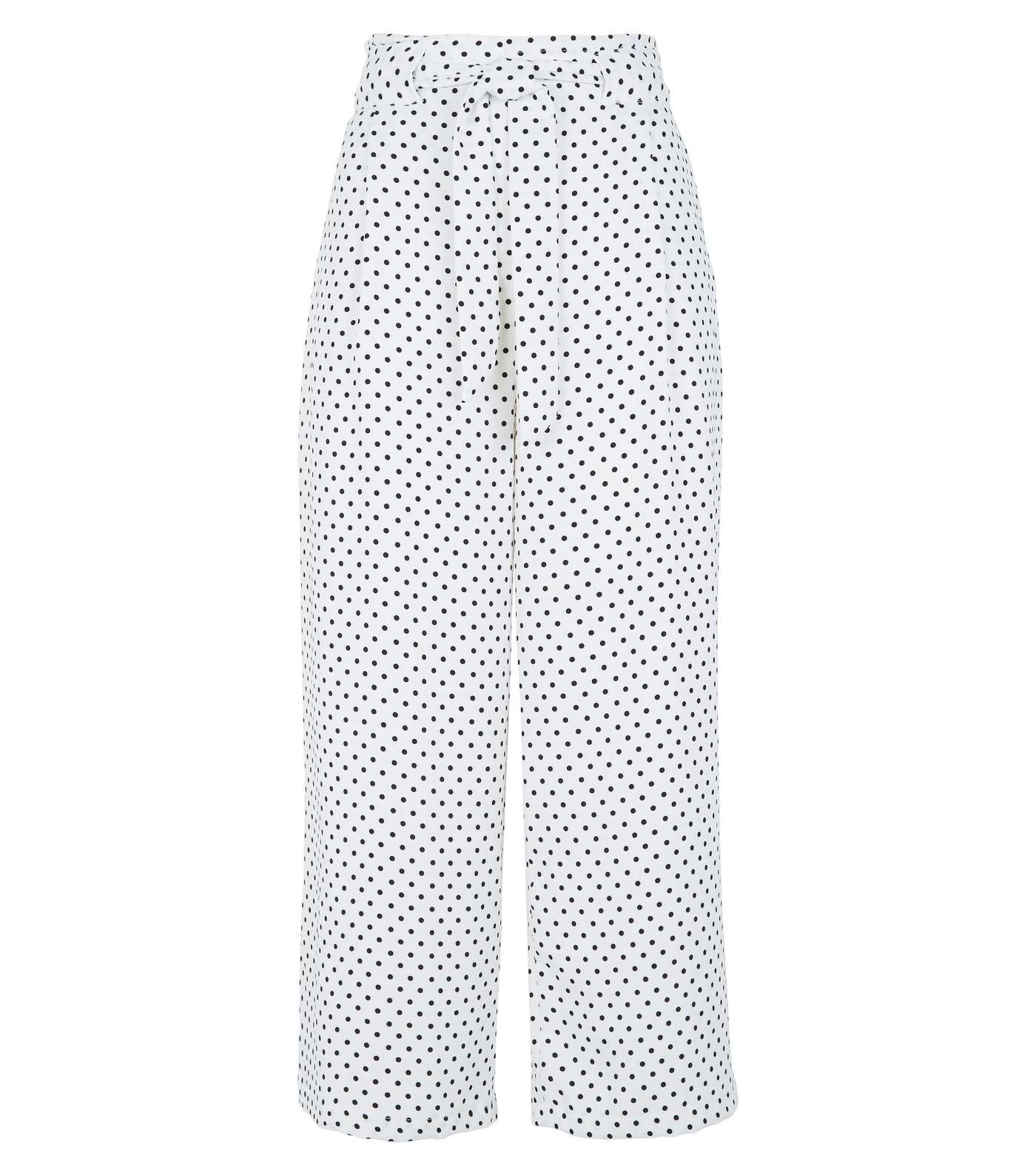 White Spot Tie Waist Crop Trousers Image 4