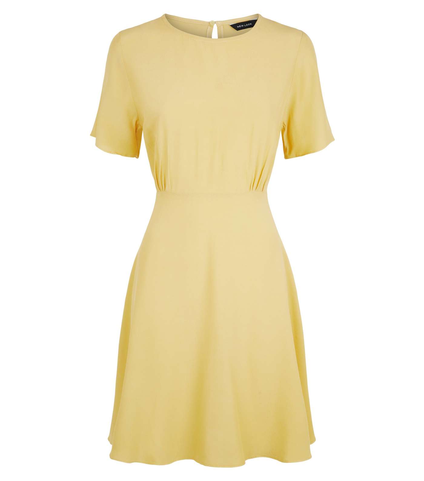 Yellow Round Neck Tea Dress Image 4