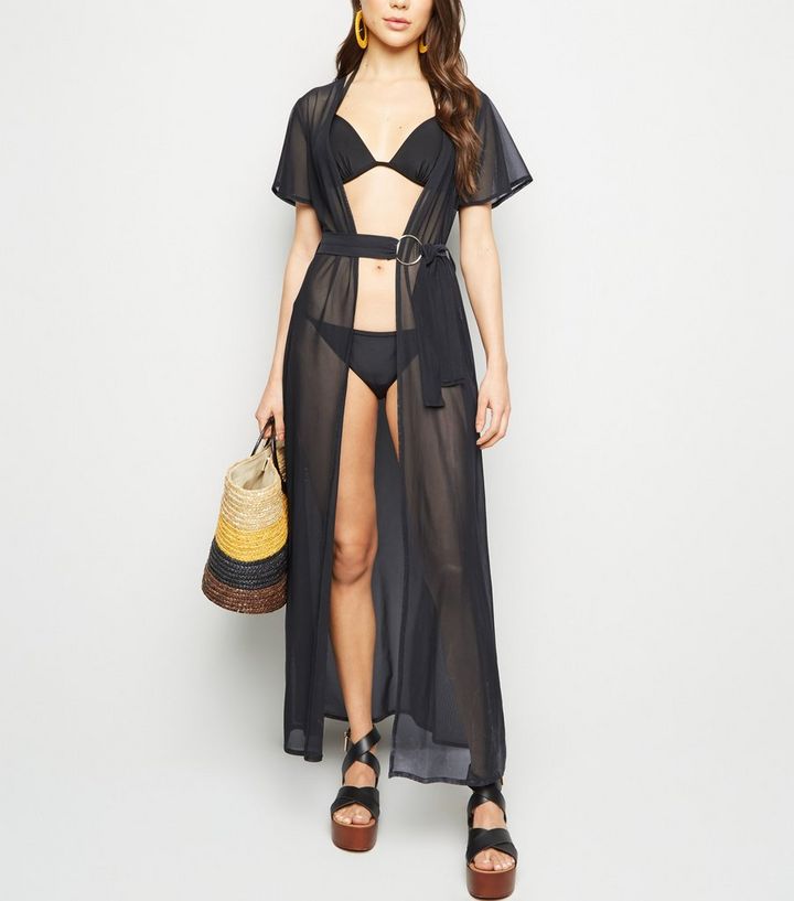 Black Mesh Beach Kimono Add To Saved Items Remove From Saved Items