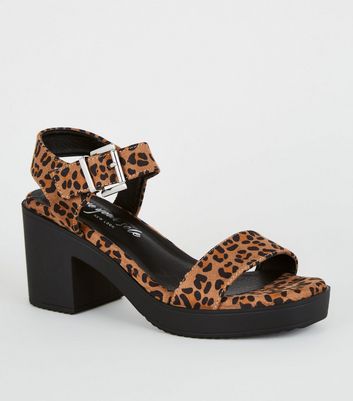 leopard print chunky sandals