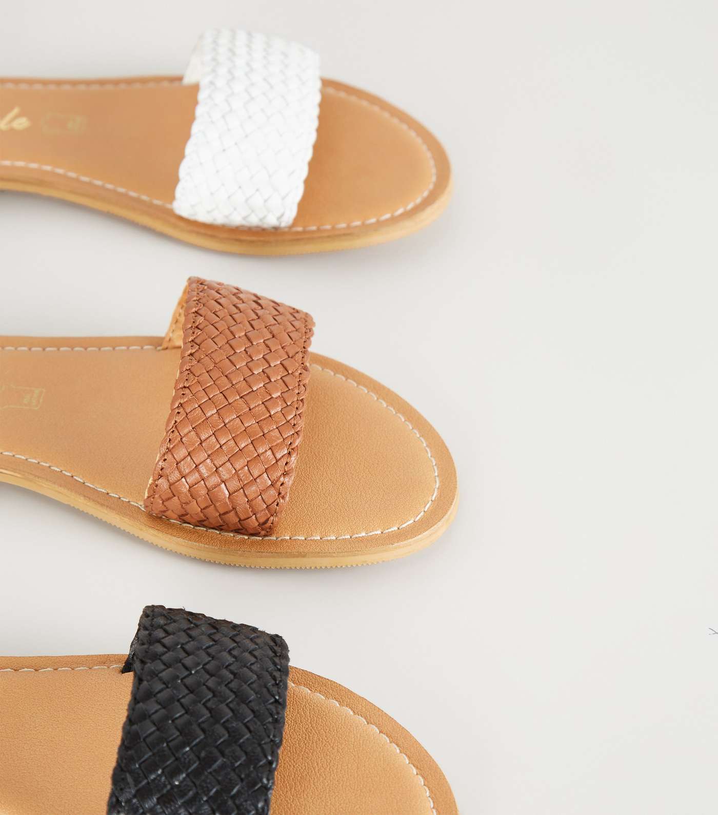 Tan Leather Woven Strap 2 Part Sandals Image 4
