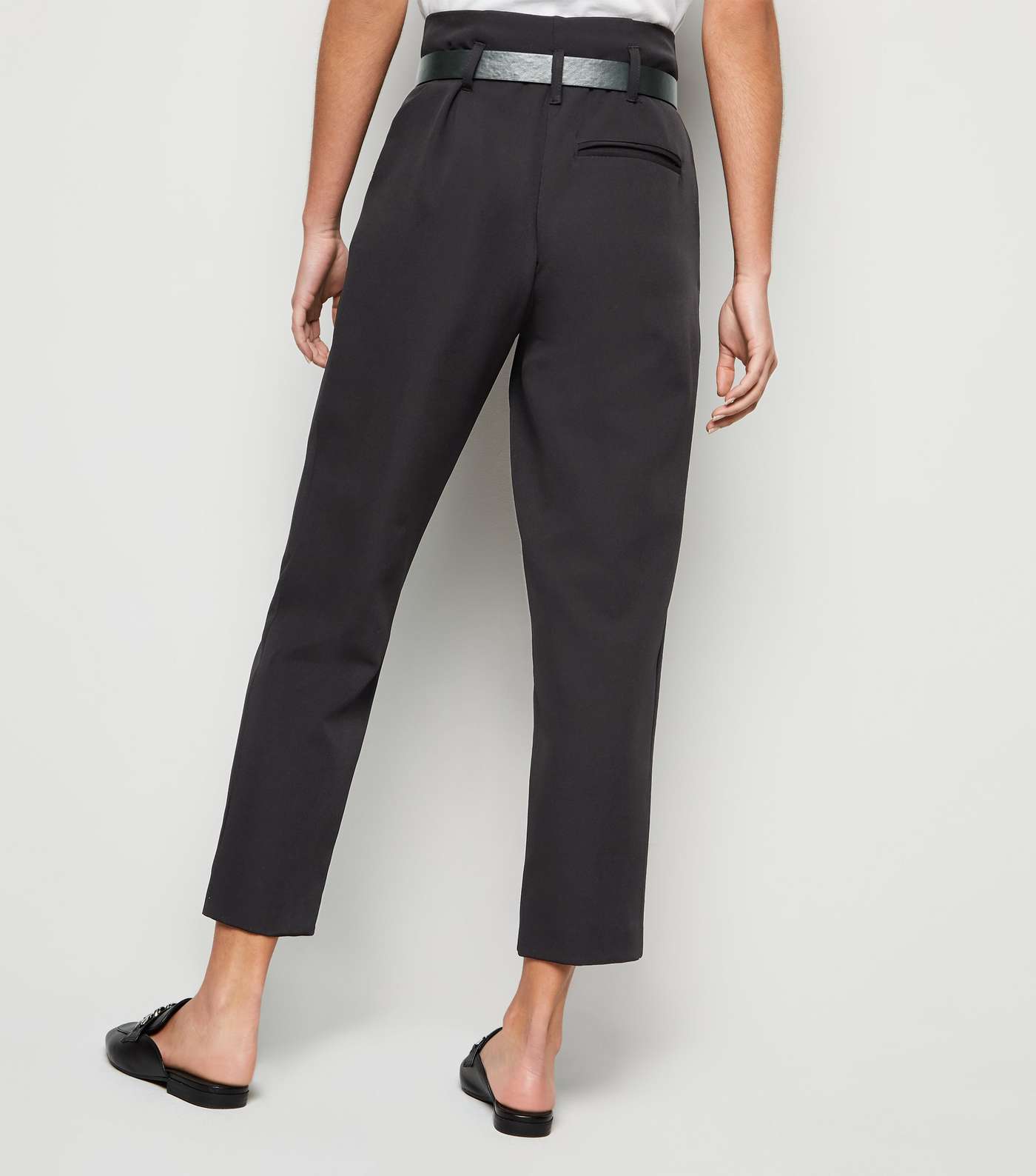 Black Belted High Waist Trousers Image 3