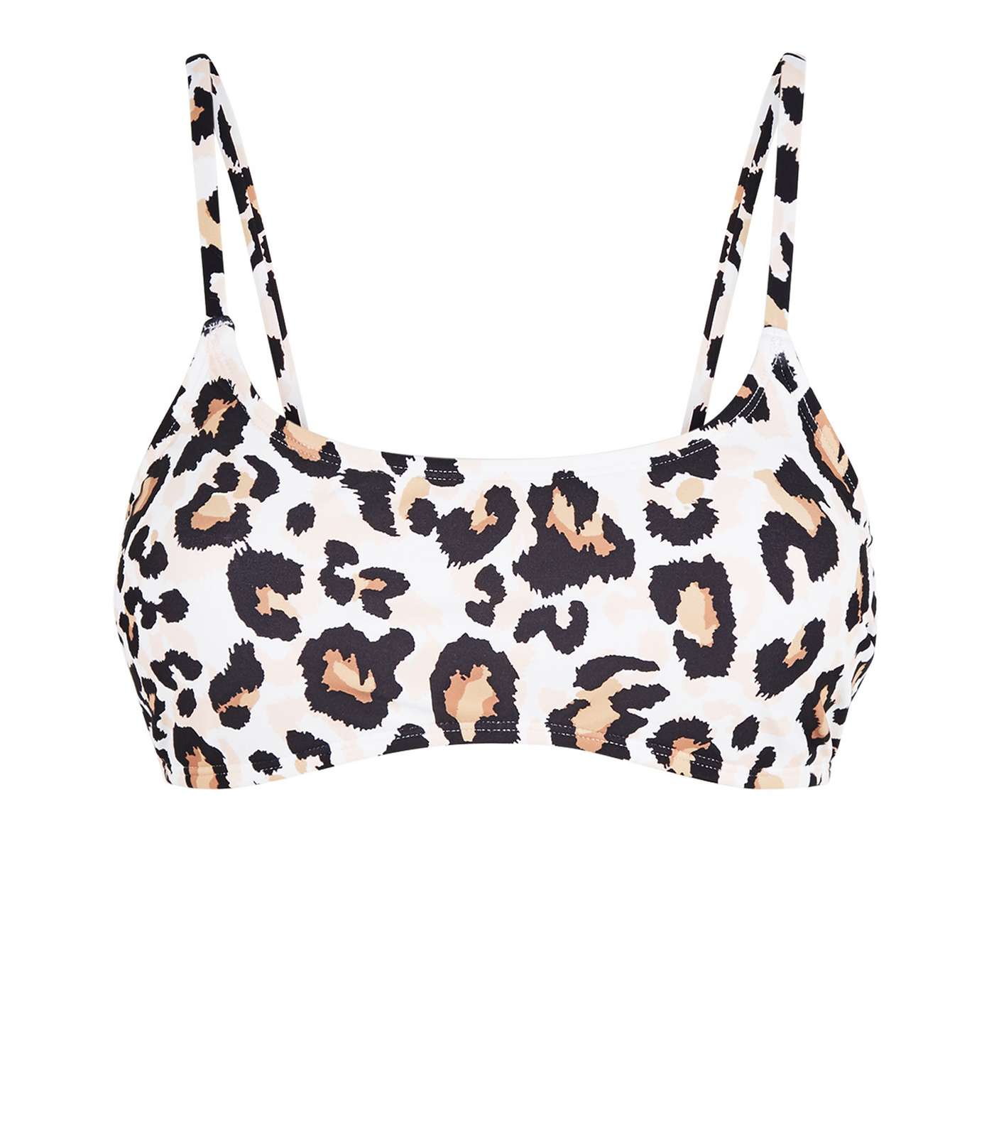 White Leopard Print Crop Bikini Top Image 4