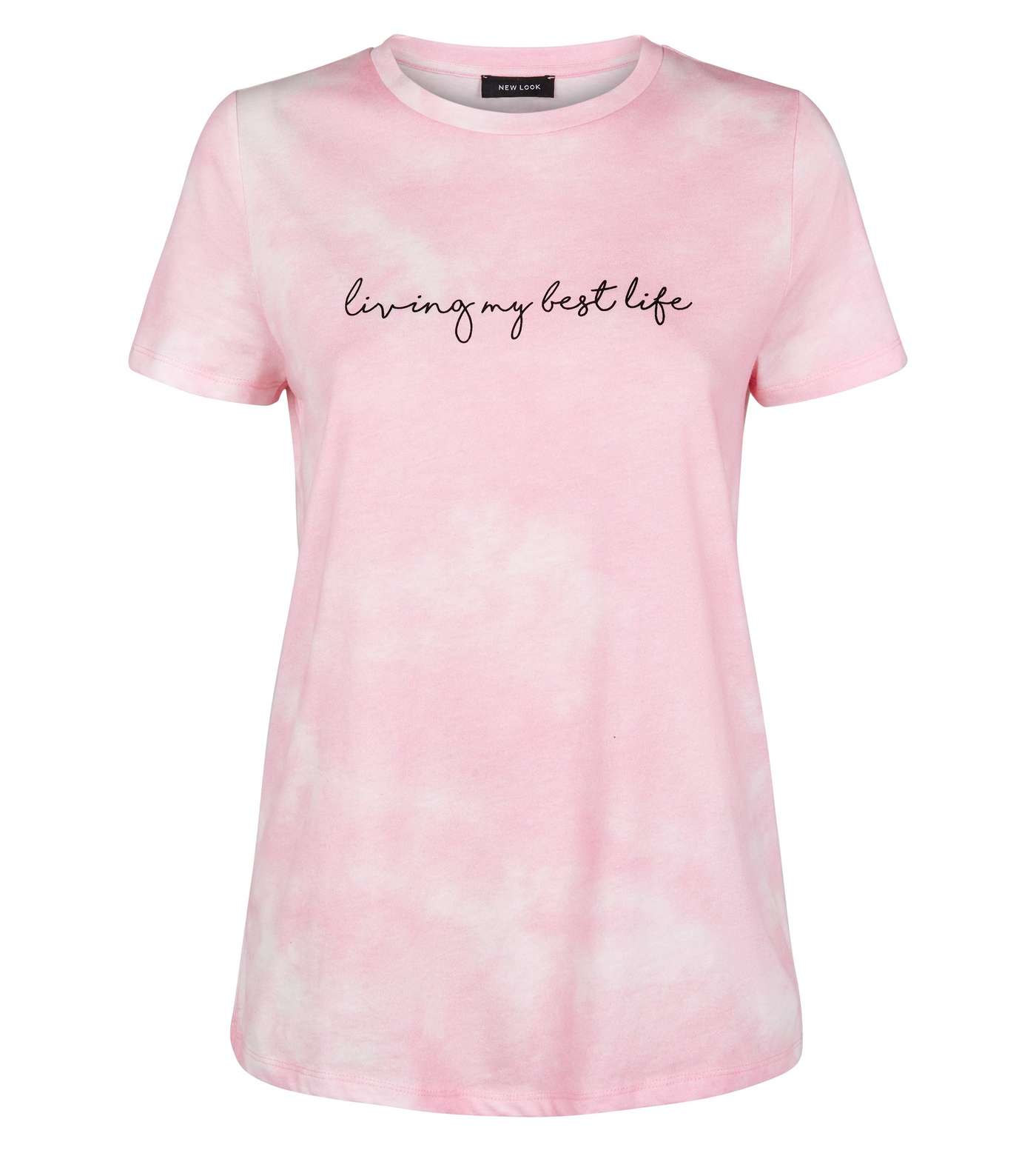 Pink Tie Dye Living My Best Life Slogan T-Shirt Image 4