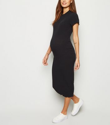 maternity ribbed midi dress
