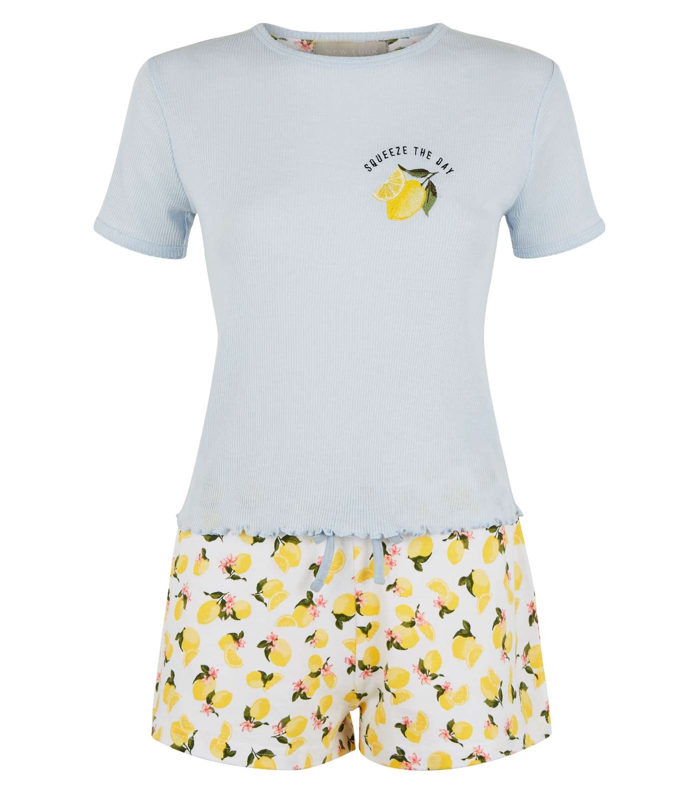 Pale Blue Lemon Slogan Jersey Pyjama Set Image 4