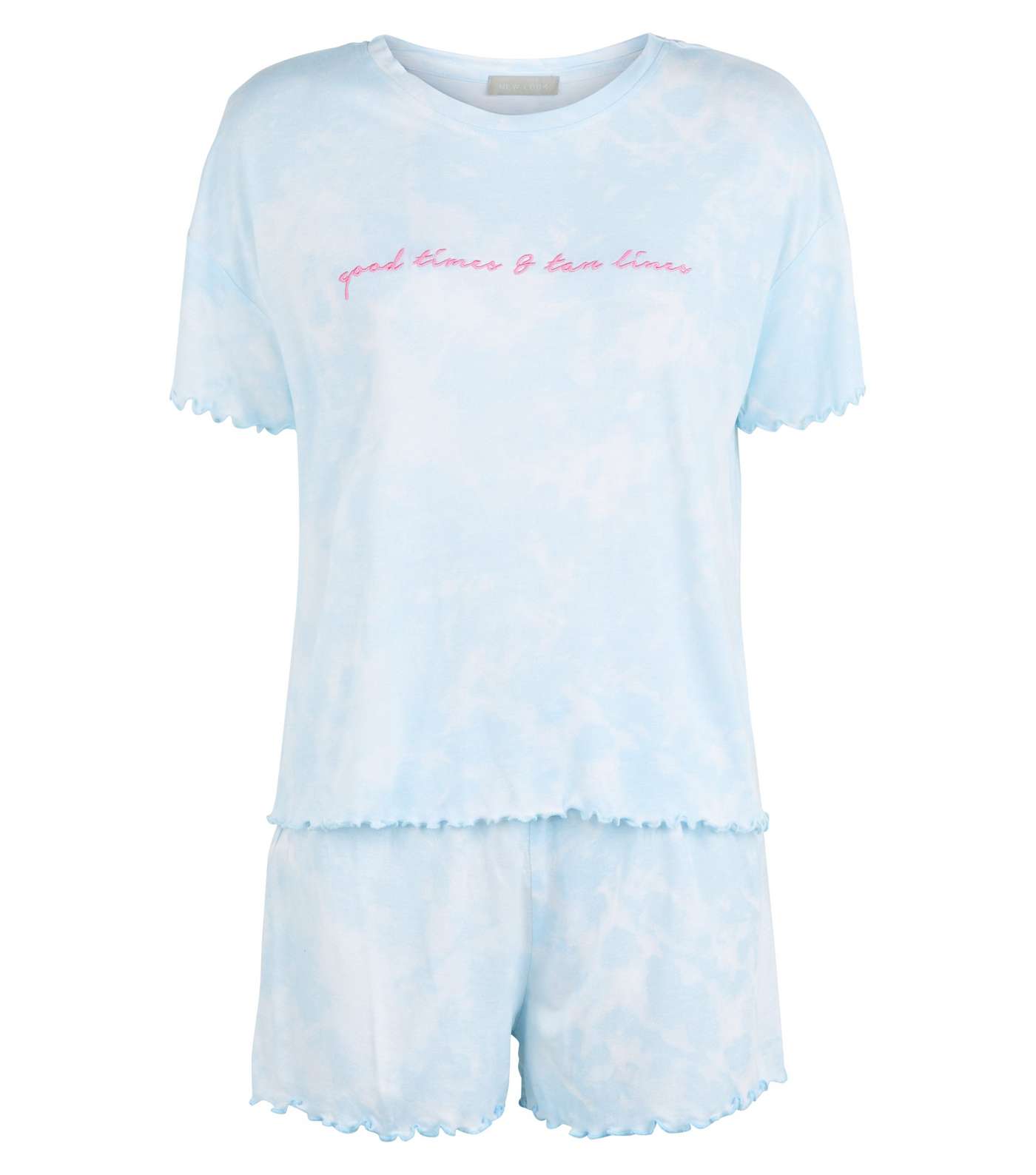 Blue Tie Dye Good Times Slogan Pyjama Set Image 4