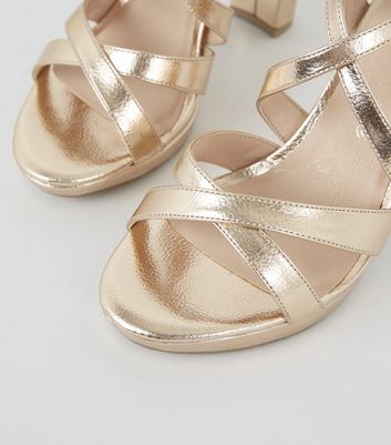 gold barely there heels wide fit