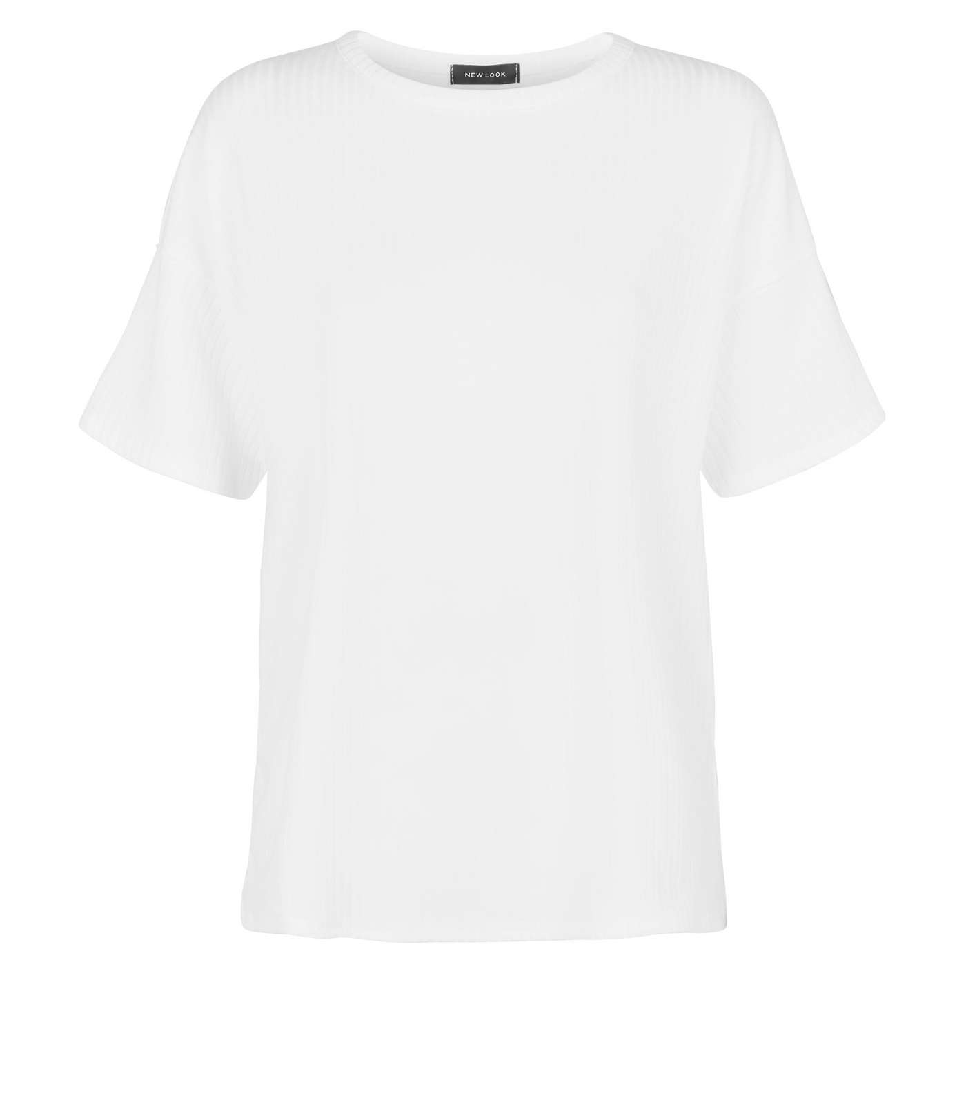 White Ribbed Boxy T-Shirt  Image 4