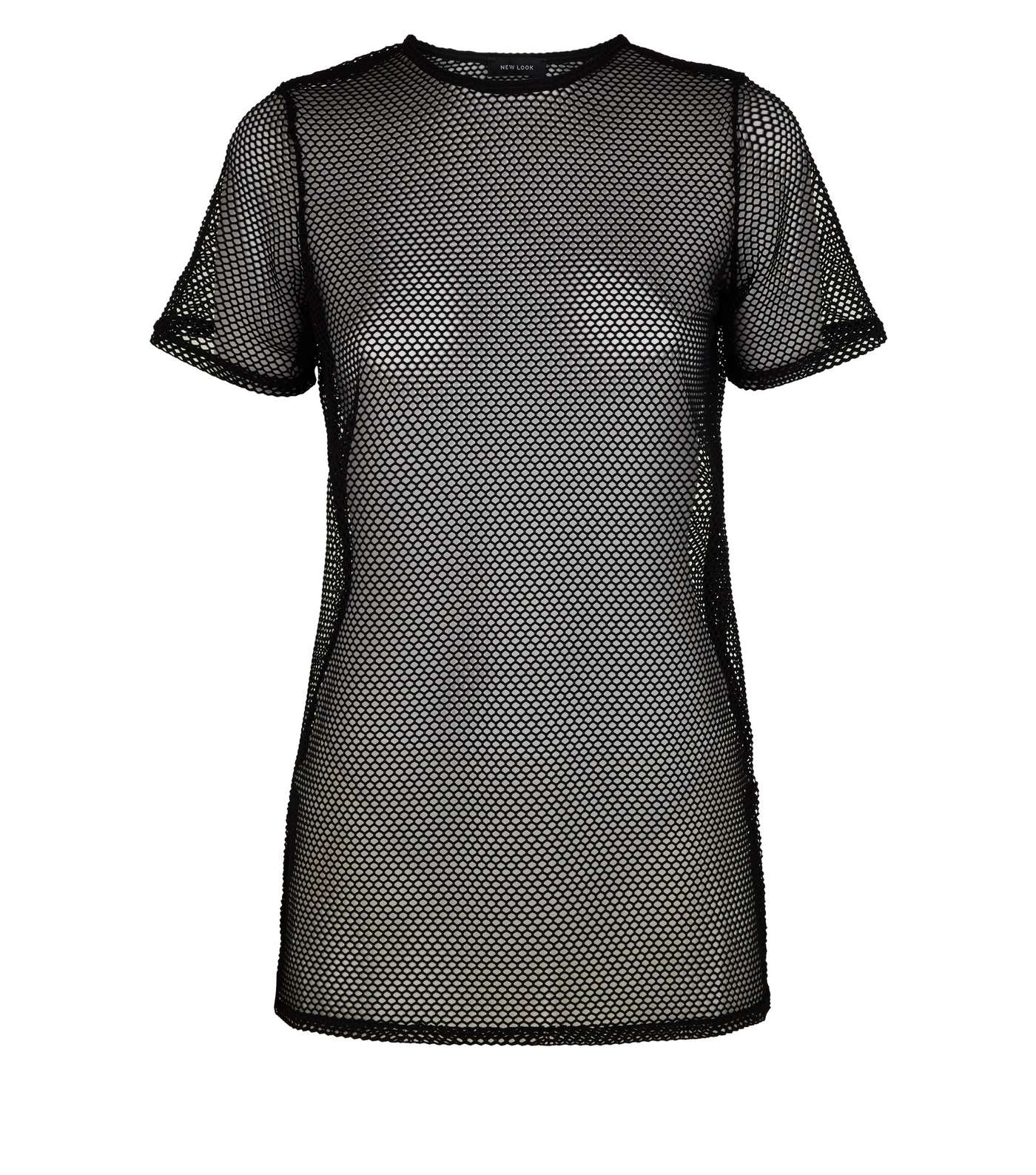 Black Fishnet Longline T-Shirt Image 4