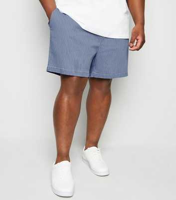 Plus Size Blue Vertical Stripe Drawstring Shorts