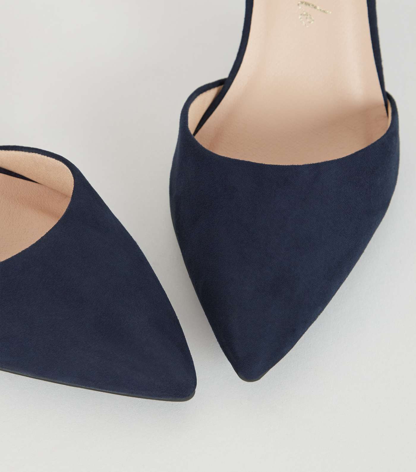Wide Fit Navy Suedette Pointed Courts Image 4